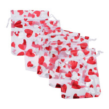 50pcs Heart Drawstring Organza Gift Bags