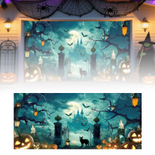 Halloween Garage Door Cover 7x16 ft Witch Cauldron