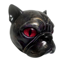 Zwarte Mopsen Hond Hoofd Ornament Harsen Constructie-rode ogen