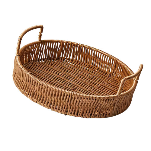 Stylish Wicker Pattern Snacks Container With Sturdy Handles-2