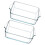 Set of 2 Clear Glass Roasting Pans Kitchen Bakeware-1.3L 1