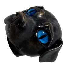 Black Dog Figurine Resin Dog Head Statue Marble-blue eyes