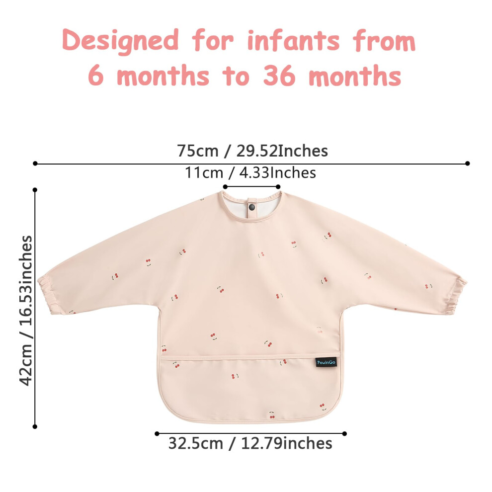 Weaning Bib With Long Sleeves & Blw, Soft And Skin-Friendly Material, Coverall Bibs For Baby Feeding Pewingo