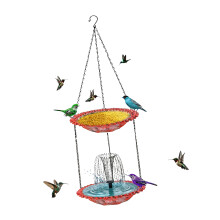 Elegant Solars Powered Hummingbirds Feeder And Bath Combos-Pink
