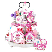 Houten Valentijns etagère decoratieset