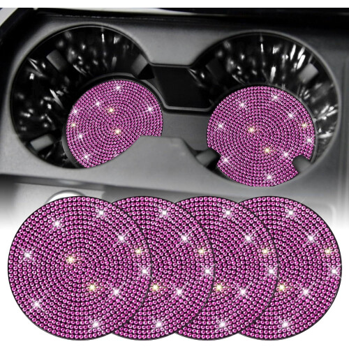 4 Pack Pink Silicone Car Cup Coasters 2.75in