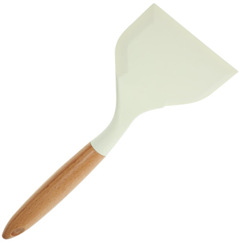 White Silicone Pancake Spatula with Wooden Handle