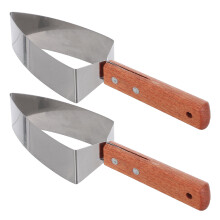 2Pcs Stainless Steel Melon Cutter with Ergonomic Wooden Handle