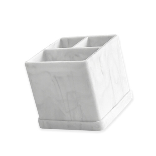 Effective Rubber Toothbrush Dispenser Made-white marble color
