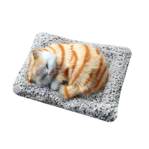 Mini Sleeping Cat Toy with Meow Sound, Soft Plush