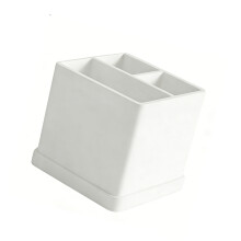 Flexible Bathroom Toothbrush Holder Having 3 Sections For-White