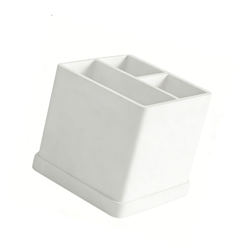 Flexible Bathroom Toothbrush Holder Having 3 Sections For-White