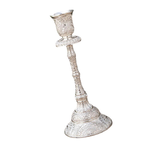 Artistic Handcrafted Single Arm Candlestick-silver high