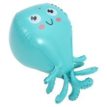 Globo de papel de aluminio con forma de pulpo, azul, 72x32cm