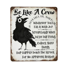 Panneau en métal avec inscription « Be Like A Crow »,-Noir S