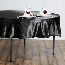 Black Round Satin Tablecloth 90 inch