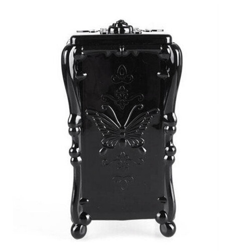 Caja portadiscos de algodón de acrílico negro