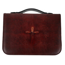 Sac De Transport Bible Marron PU Design Croix Rétro