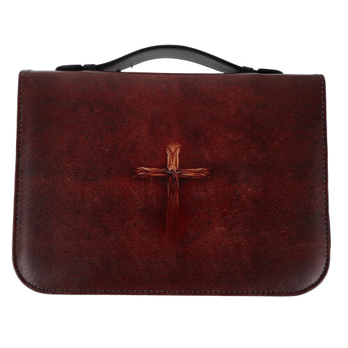 Sac De Transport Bible Marron PU Design Croix Rétro