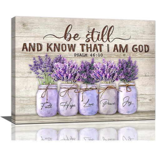 Decoração de parede cristã estilo fazenda lavanda 16x12 polegadas emoldurada