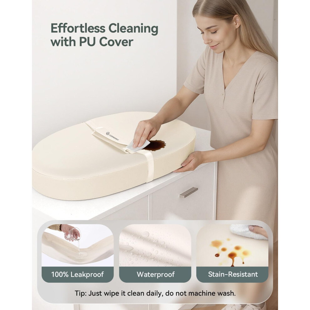 Comomy Vegan Leather Nappy Baby Changing Mat With Waterproof And Wipea