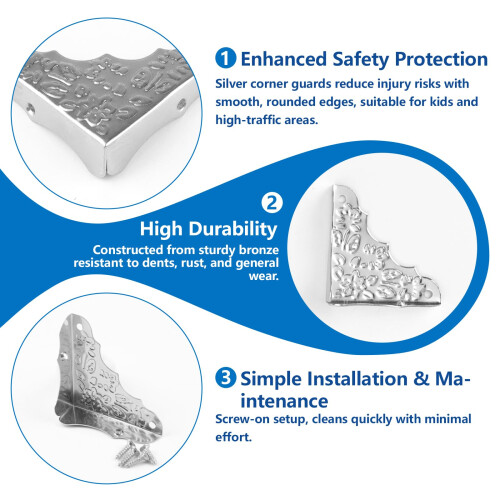 INCREWAY 20 PCS Corner Protector, Shielding Angle, Brass Decorative Edges and Corners, Triangle Carved 2