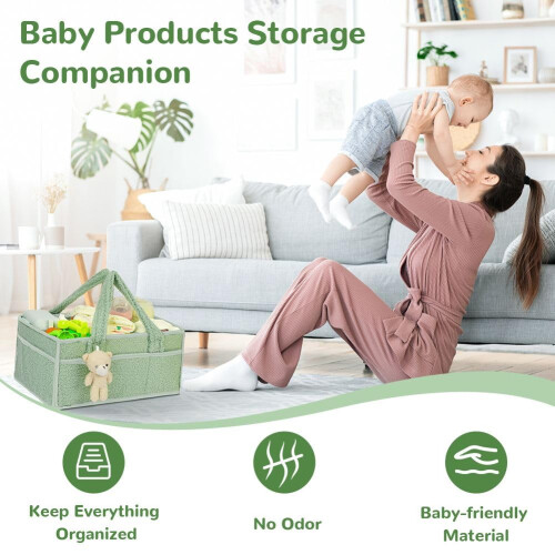 HAGOT Nappy Caddy Large Capacity Foldable Travel Diaper Organizer with 2