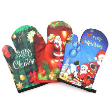 2 Sets Of Christmas Printed Microwave Oven Gloves And Kitchen Pot Rack Mat Set Insulation Mat Gloves Kitchen Accessories, Green