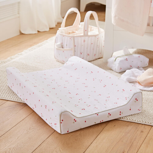 CuddleCo Wedge Changing Mat in Ditsy Cherry - Baby Changing Mat with Memory Foam 1