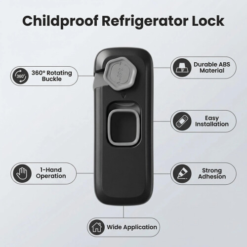 Child Proof Refrigerator Lock, Black, 2 Pack 1