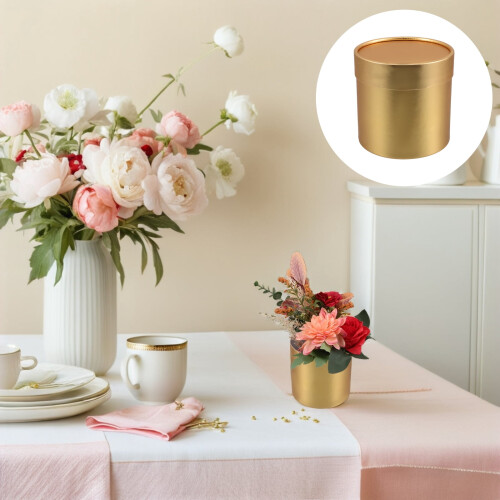 Goldene runde Blumenbox für Sträuße – 12,5 cm 1