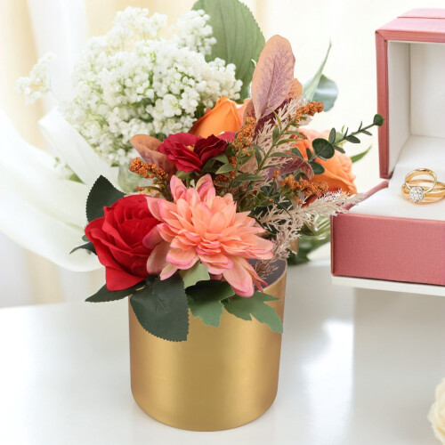 Goldene runde Blumenbox für Sträuße – 12,5 cm 2