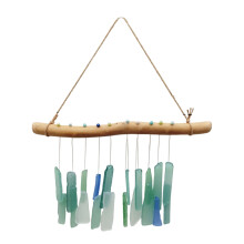 Sea Glass and Driftwood Wind Chimes for Outside Window