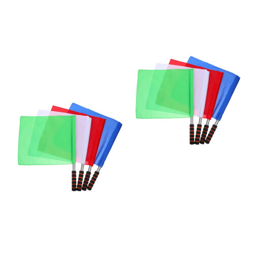 8Pcs Bright Sports Referee Flags with Sturdy Fabric and Sponge Handle