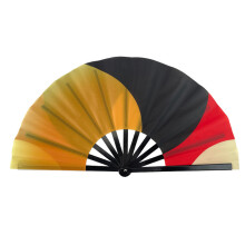 Artistic Double Side Martial Arts Fan 10 Inch-black yellow red