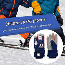 (Purple) Kids Gloves Waterproof Windproof Outdoor Thermal Gloves with Cartoon Pattern Children Winter Snow Mittens for Boys Girls  White
