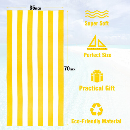 Plush Cotton Beach Towel Extra Large 35x70 inch 2
