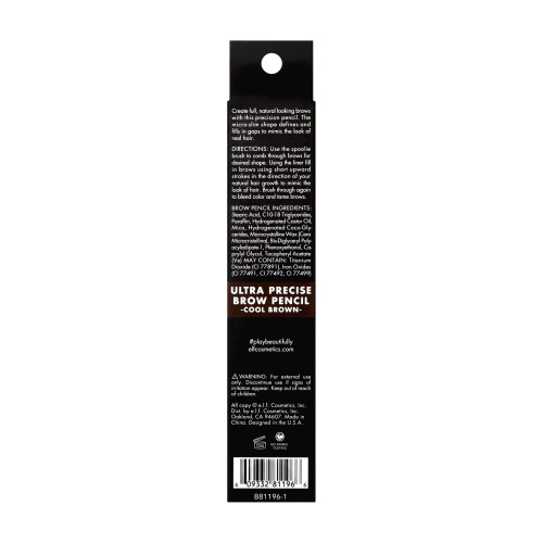 e.l.f. e.l.f, Ultra Precise Brow Pencil, Creamy, Micro-Slim, Precise, Defines, Cool Brown 1 Count 1