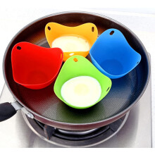 Antiaanbak siliconen eierpocheervormpjes, temperatuurbestendig siliconen van voedselkwaliteit, BPA-vrij, 4 stuks, perfect voor gezond koken en