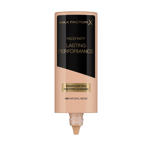 Max Factor Max Factor Lasting Performance Liquid Foundation, 106 Natural Beige, Full Coverage, Flawless and Radiant Finish, Lightweight Formula 1