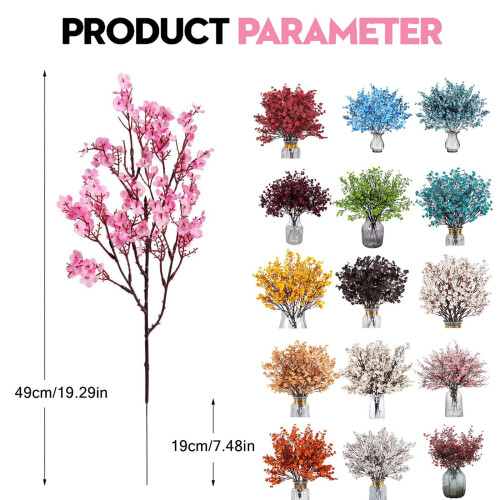 Ramo de flores artificiales de ciruelo azul de 48 cm 2