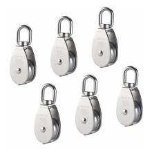 Polia de rolos lisos, bloco de polia simples M15 em aço inoxidável com acabamento anticorrosivo, giro flexível de 360 graus para trabalhos de