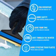Ice Scraper for Car Windscreen 37 cm - Brass Car Ice Scraper long - fast, easy & effortless - Premium HIPS