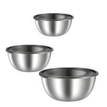 Space Saving Stackable Metal Salad Bowls Transparent-Silver