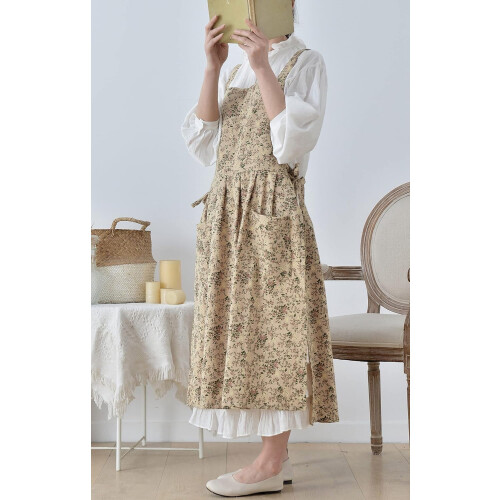 Delantal de cocina de algodón estampado con lazo ajustable. 2
