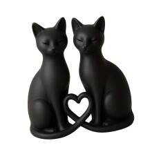 Statues de chats en couple mignon avec motif cœur pour la