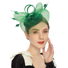 Tea Party Fascinator Hat with Feather and Veil