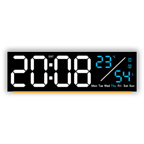 Digital Wall Clock Large Display,Alarm Clock-White shell blue