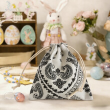 Osterbeutel mit Kordelzug – Weiß, Polyester, 14 x 16 cm