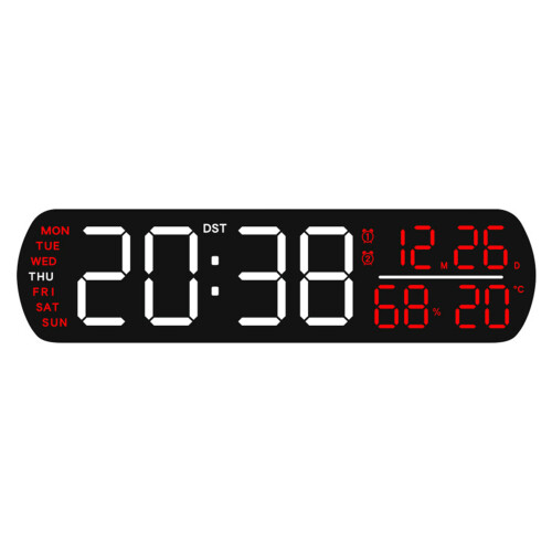 Large Digital Wall Clock  Digital Alarm Clock-black shell red
